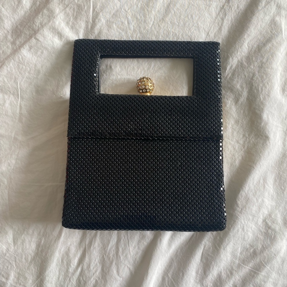 La Regale- Vintage Black Evening Bag with Diamond Clasp - Picture 4 of 7